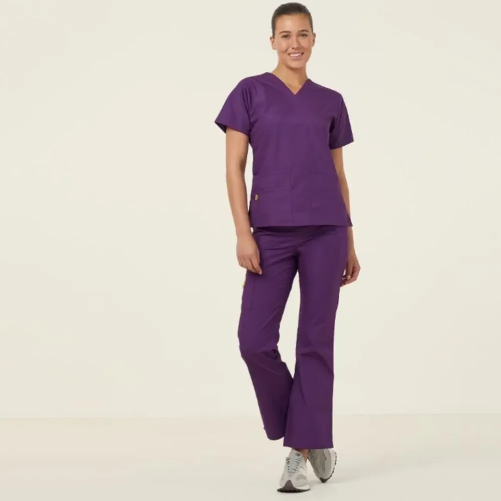 Wonderwink Scrub Set Eggplant Short Sleeve Size Top L Pants Medium Tall